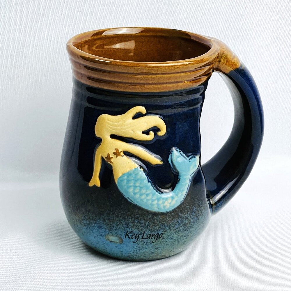 Handwarmer Stoneware Mug Cape Shore Coffee Cup Mermaid Embossed Design